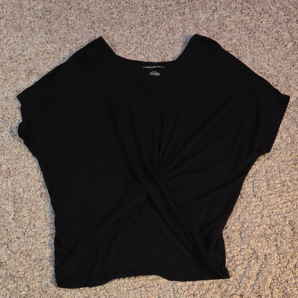 American Eagle Front Twist Black Top Size Small